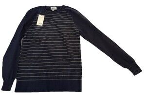 Goodfellow & Co Men’s Striped Pullover Sweater Small Navy Blue Cotton NWT